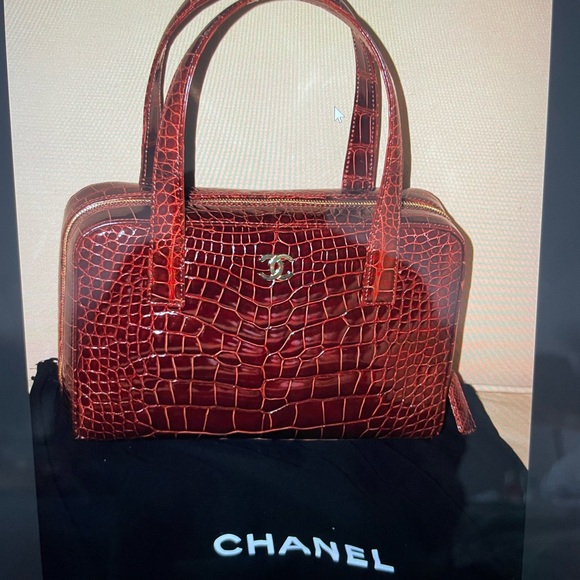 Red Crocodile Chanel Croco Bag Beautiful Authentic CHANEL